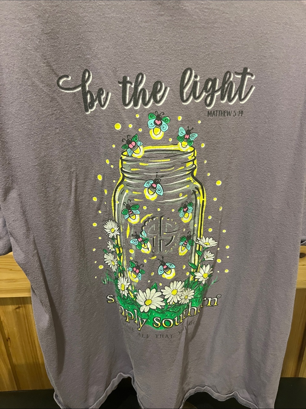 Simply Southern Lavender Graphic Tee with Mason Jar & Floral Fireflies